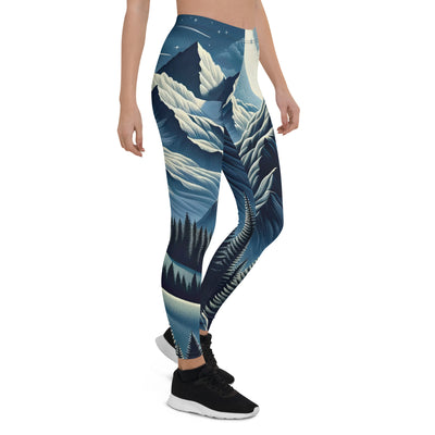 Steinbock in Alpennacht, silberne Berge und Sternenhimmel - Leggings (All-Over Print) berge xxx yyy zzz