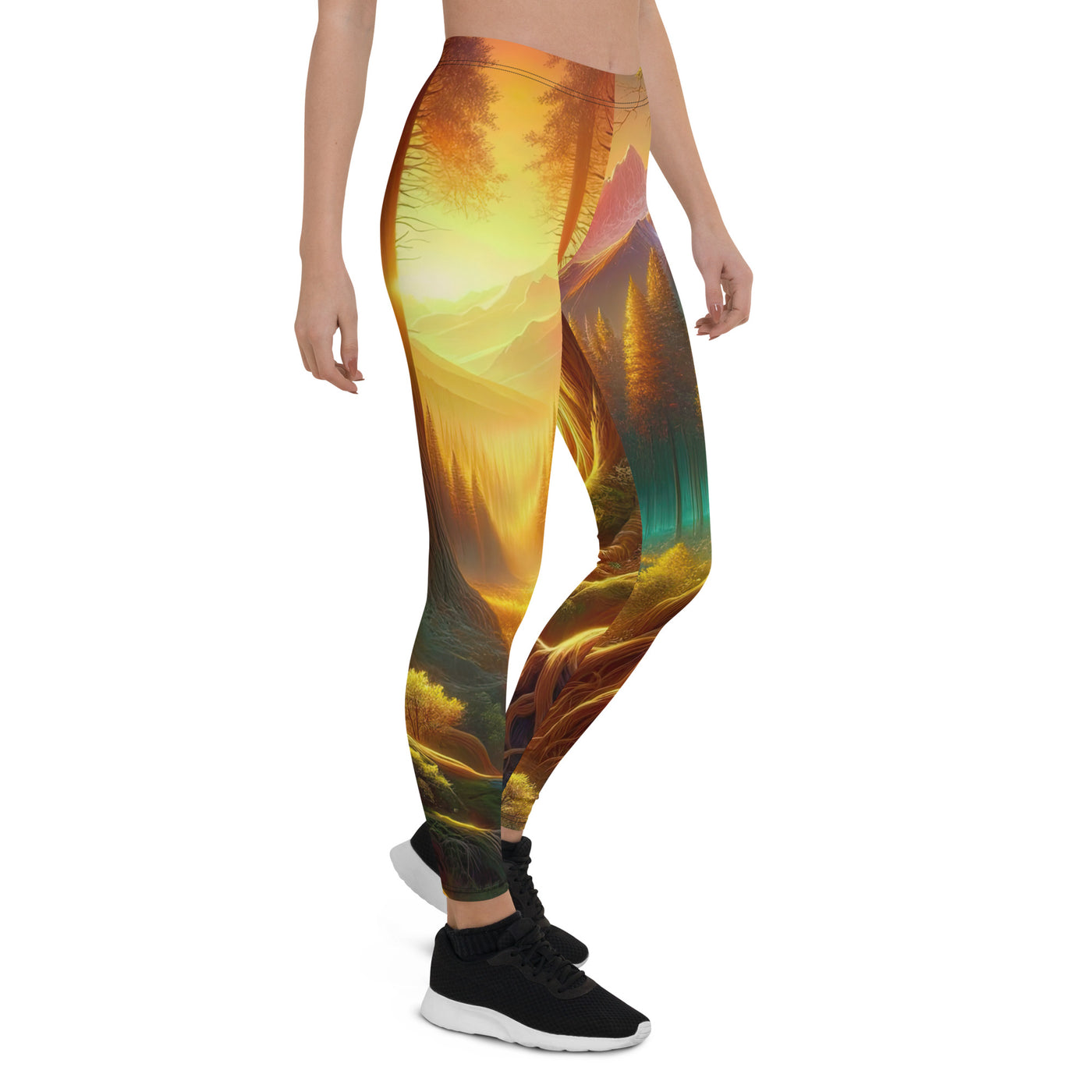 Golden-Stunde Alpenwald, Sonnenlicht durch Blätterdach - Leggings (All-Over Print) camping xxx yyy zzz