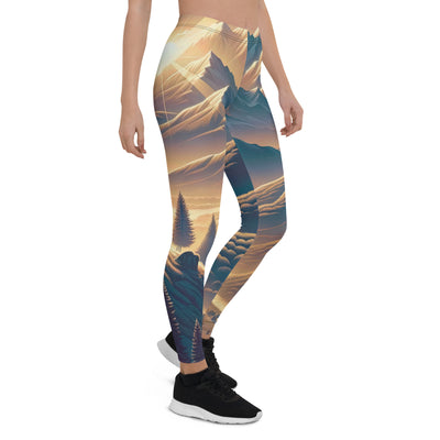 Alpen-Morgendämmerung, erste Sonnenstrahlen auf Schneegipfeln - Leggings (All-Over Print) berge xxx yyy zzz