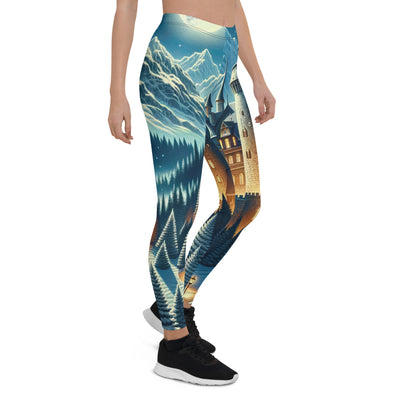 Mondhelle Schlossnacht in den Alpen, sternenklarer Himmel - Leggings (All-Over Print) berge xxx yyy zzz