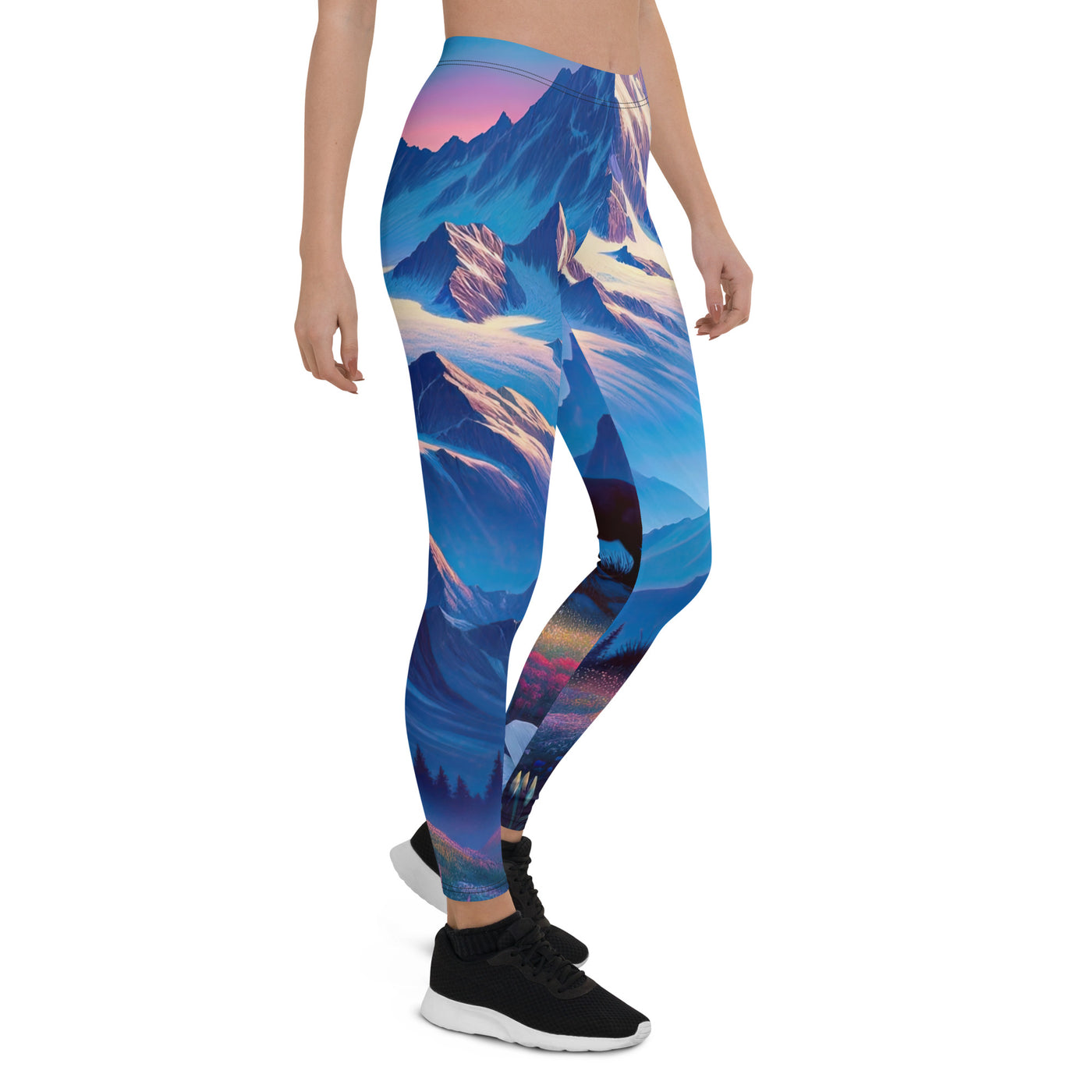 Steinbock bei Dämmerung in den Alpen, sonnengeküsste Schneegipfel - Leggings (All-Over Print) berge xxx yyy zzz