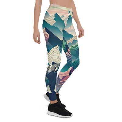 Bär im Panoramablick der Alpen, moderne Kunst-Gebirgsschichten - Leggings (All-Over Print) camping xxx yyy zzz