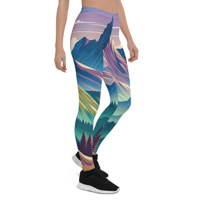 Harmonische Berglandschaft mit Schweizer Flagge auf Gipfel - Leggings (All-Over Print) berge xxx yyy zzz