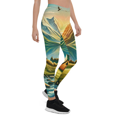 Zelt im Alpenmorgen mit goldenem Licht, Schneebergen und unberührten Seen - Leggings (All-Over Print) berge xxx yyy zzz