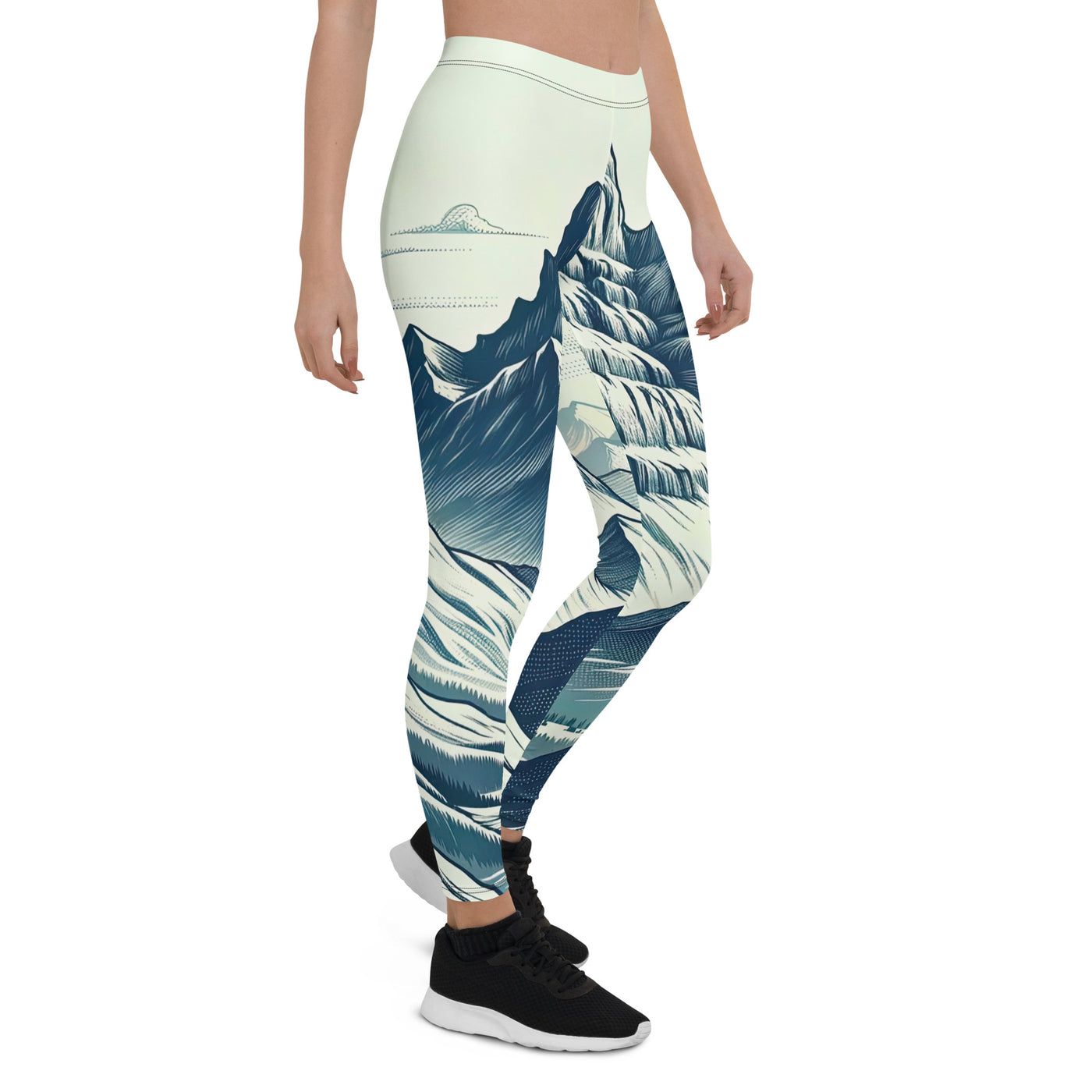 Ausgedehnte Bergkette mit dominierendem Gipfel und wehender Schweizer Flagge - Leggings (All-Over Print) berge xxx yyy zzz