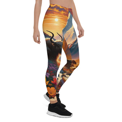 Magischer Alpenabend mit Hochlandkuh und goldener Sonnenkulisse - Leggings (All-Over Print) berge xxx yyy zzz