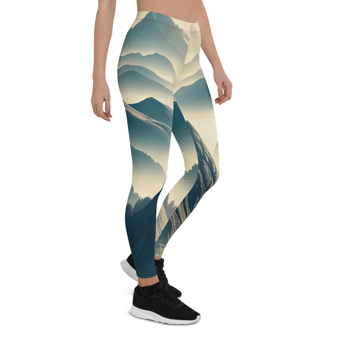 Morgendlicher Steinbock auf Alpengipfel, steile Berghänge - Leggings (All-Over Print) berge xxx yyy zzz