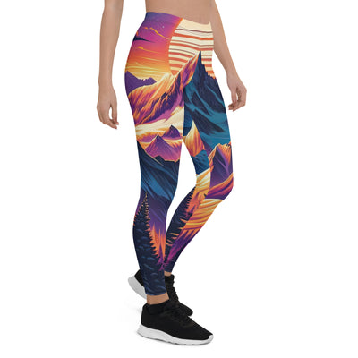 Lebendiger Alpen-Sonnenuntergang, schneebedeckte Gipfel in warmen Tönen - Leggings (All-Over Print) berge xxx yyy zzz