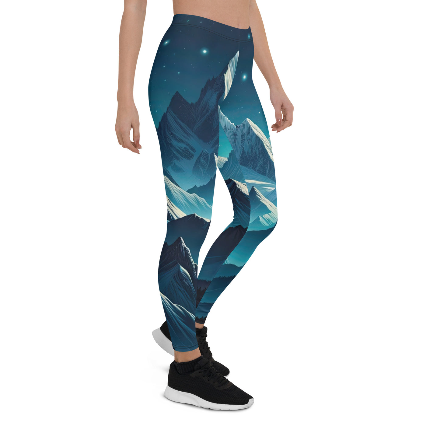 Sternenklare Nacht über den Alpen, Vollmondschein auf Schneegipfeln - Leggings (All-Over Print) berge xxx yyy zzz