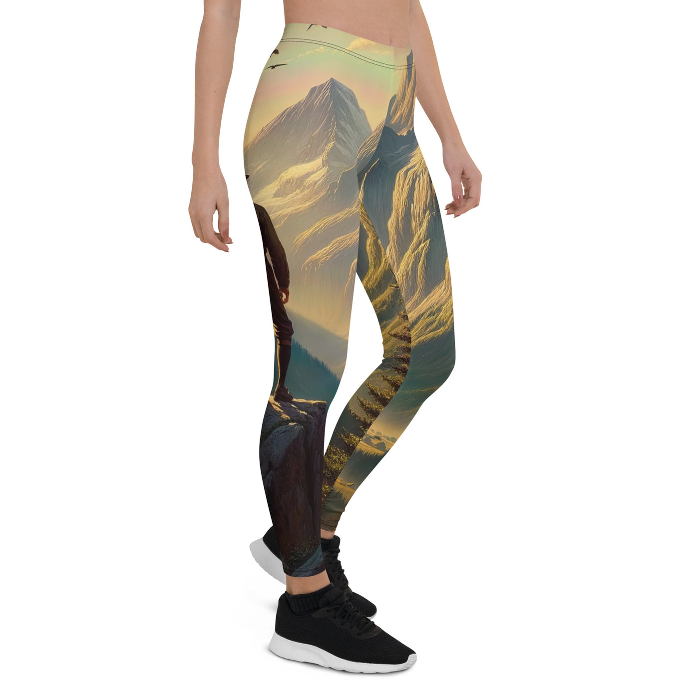 Ölgemälde eines Schweizer Wanderers in den Alpen bei goldenem Sonnenlicht - Leggings (All-Over Print) wandern xxx yyy zzz