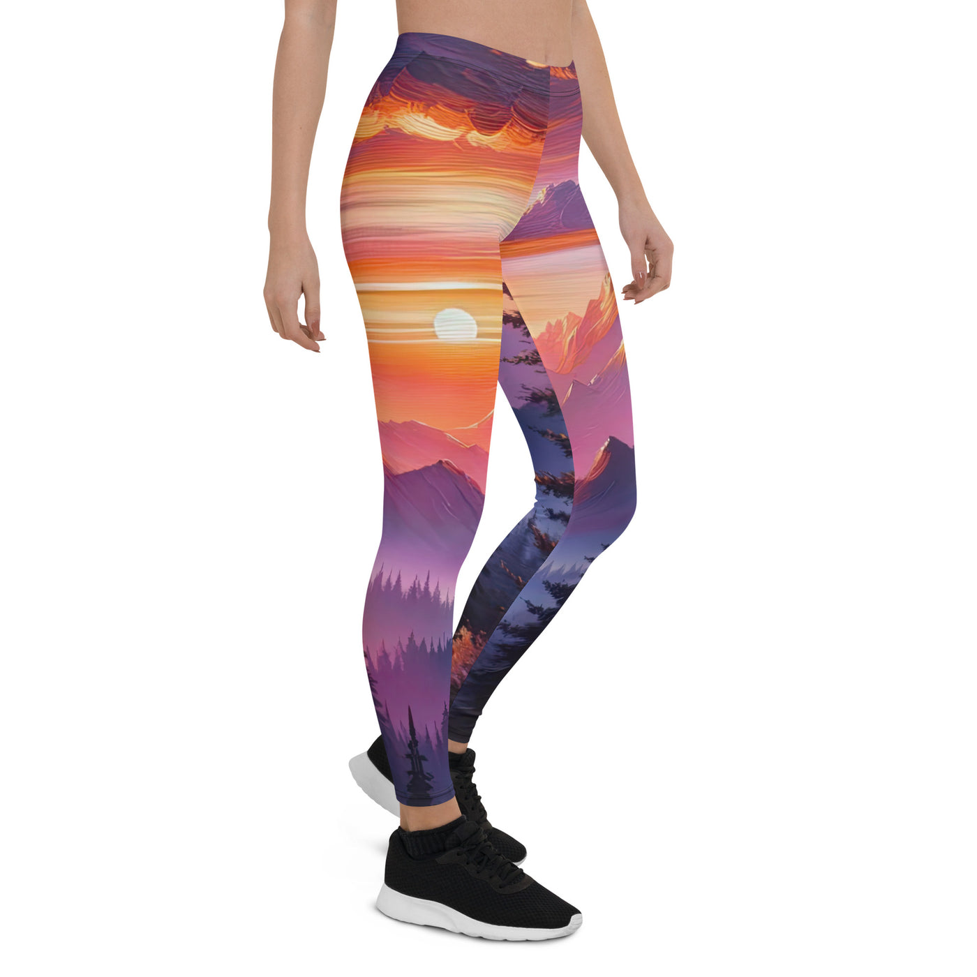 Ölgemälde der Alpenlandschaft im ätherischen Sonnenuntergang, himmlische Farbtöne - Leggings (All-Over Print) berge xxx yyy zzz