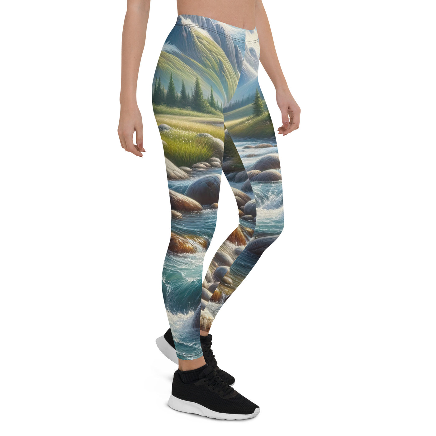 Ölgemälde eines Gebirgsbachs durch felsige Landschaft - Leggings (All-Over Print) berge xxx yyy zzz