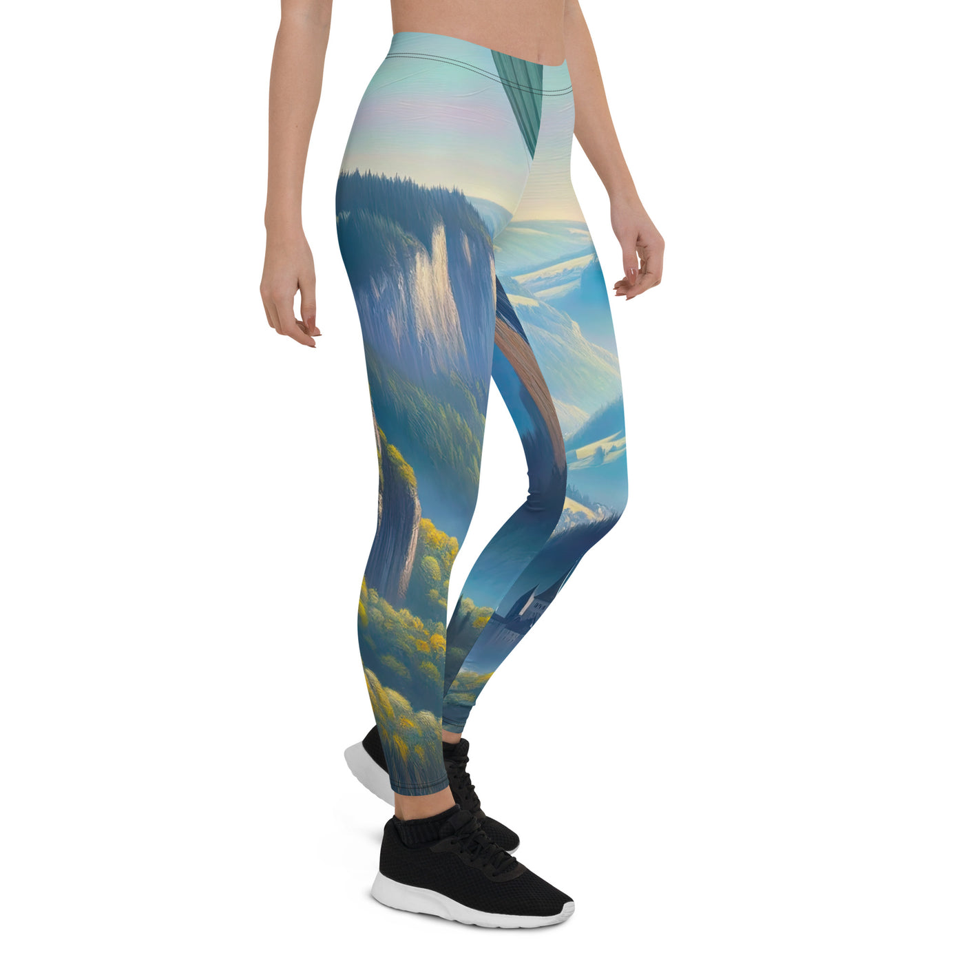 Ölgemälde einer ruhigen Szene in Luxemburg mit Heißluftballon und blauem Himmel - Leggings (All-Over Print) berge xxx yyy zzz