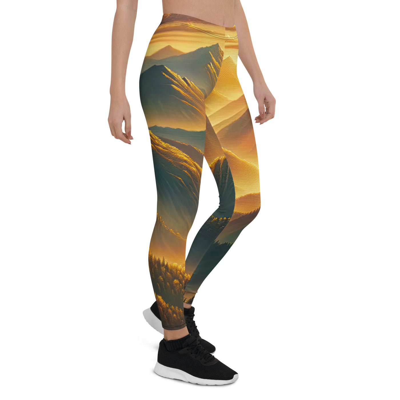 Ölgemälde der Berge in der goldenen Stunde, Sonnenuntergang über warmer Landschaft - Leggings (All-Over Print) berge xxx yyy zzz