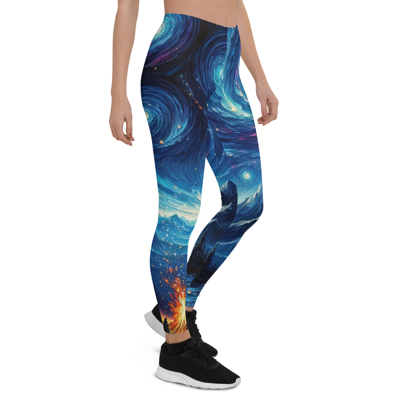 Sternennacht über den Alpen inspiriertes Ölgemälde, mystischer Nachthimmel in Blau - Leggings (All-Over Print) camping xxx yyy zzz