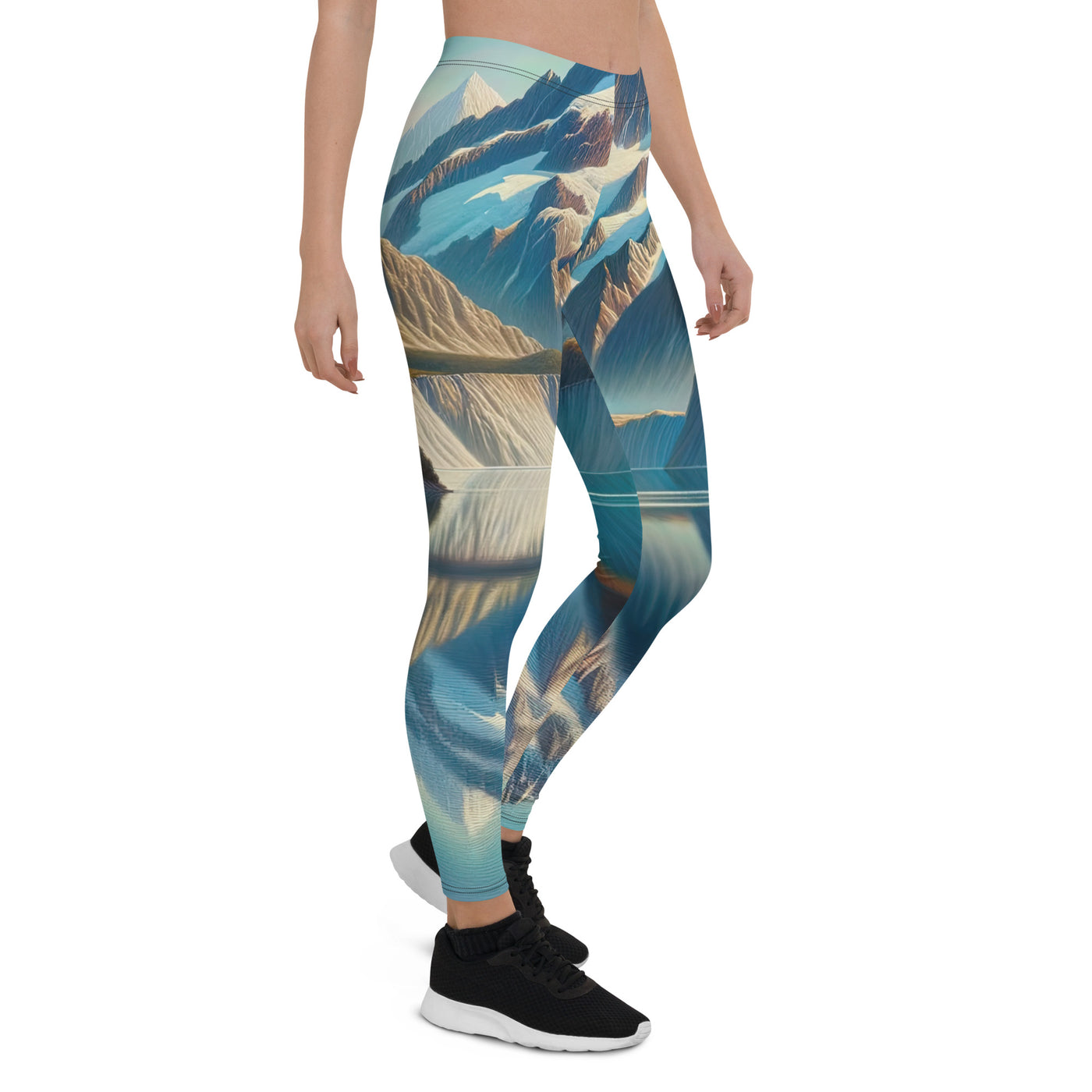 Ölgemälde eines unberührten Sees, der die Bergkette spiegelt - Leggings (All-Over Print) berge xxx yyy zzz