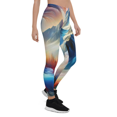 Foto eines abstrakt-expressionistischen Alpengemäldes mit Wanderersilhouette - Leggings (All-Over Print) wandern xxx yyy zzz