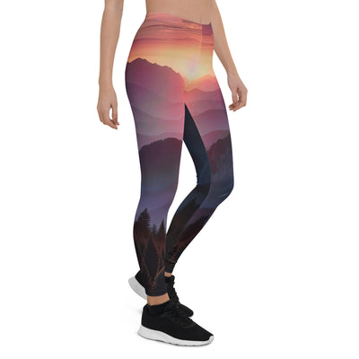 Foto der Alpenwildnis beim Sonnenuntergang, Himmel in warmen Orange-Tönen - Leggings (All-Over Print) berge xxx yyy zzz