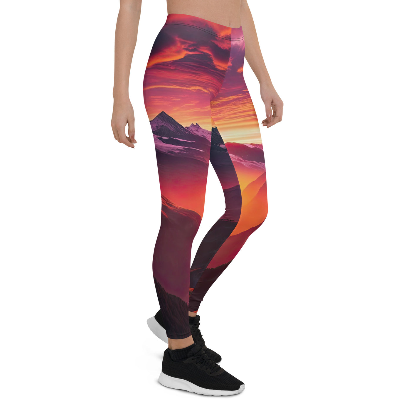 Foto der Schweizer Alpen im Sonnenuntergang, Himmel in surreal glänzenden Farbtönen - Leggings (All-Over Print) wandern xxx yyy zzz