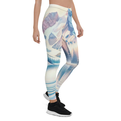 Aquarell eines klaren Alpenmorgens, Boot auf Bergsee in Pastelltönen - Leggings (All-Over Print) berge xxx yyy zzz