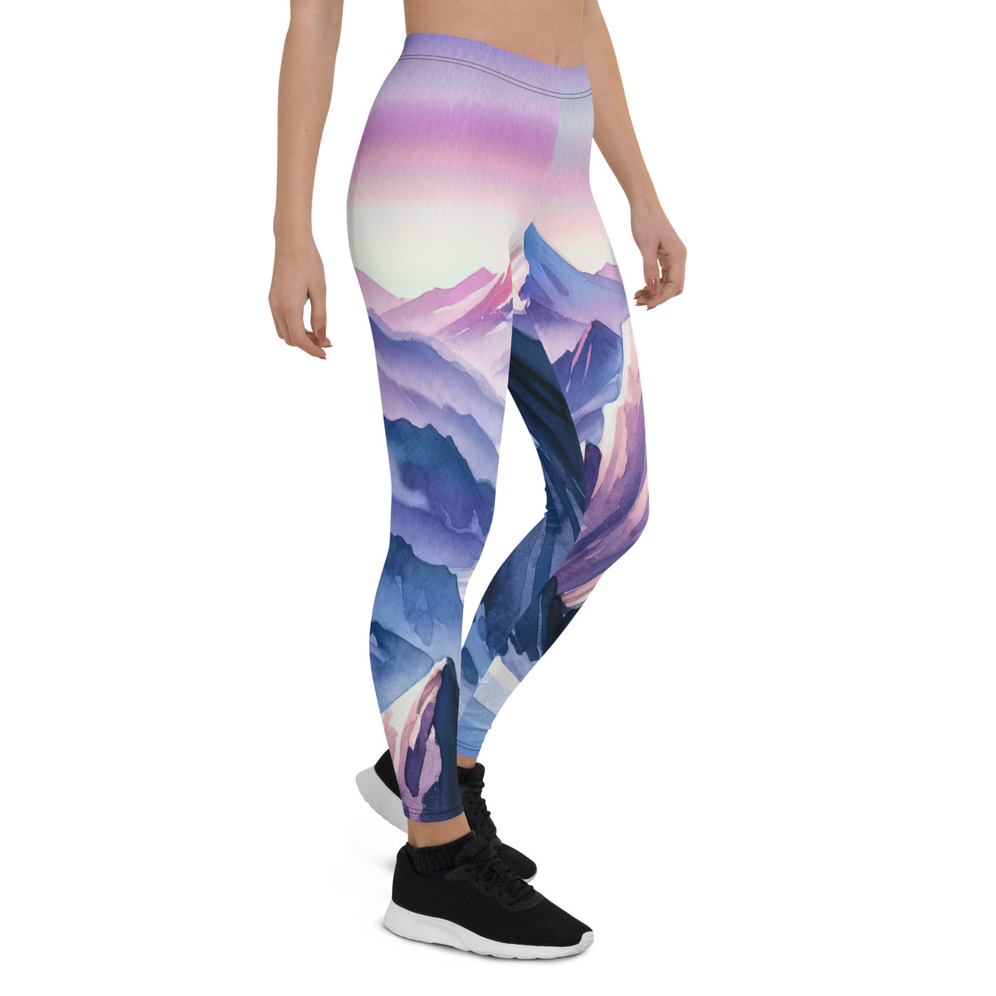 Aquarell eines Bergsteigers auf einem Alpengipfel in der Abenddämmerung - Leggings (All-Over Print) wandern xxx yyy zzz