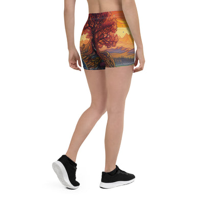 Hund auf Felsen - Epische bunte Landschaft - Malerei - Shorts (All-Over Print) camping xxx