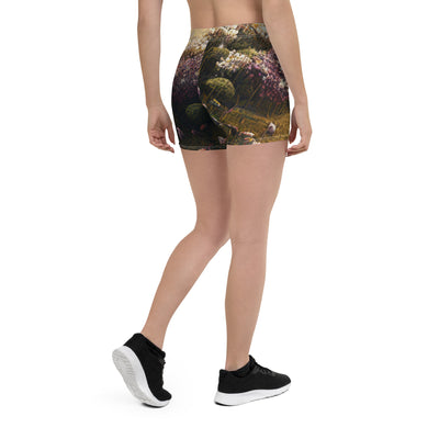 Epischer Berg, steiniger Weg und Blumen - Realistische Malerei - Shorts (All-Over Print) berge xxx