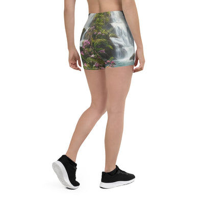 Wasserfall im Wald und Blumen - Schöne Malerei - Shorts (All-Over Print) camping xxx