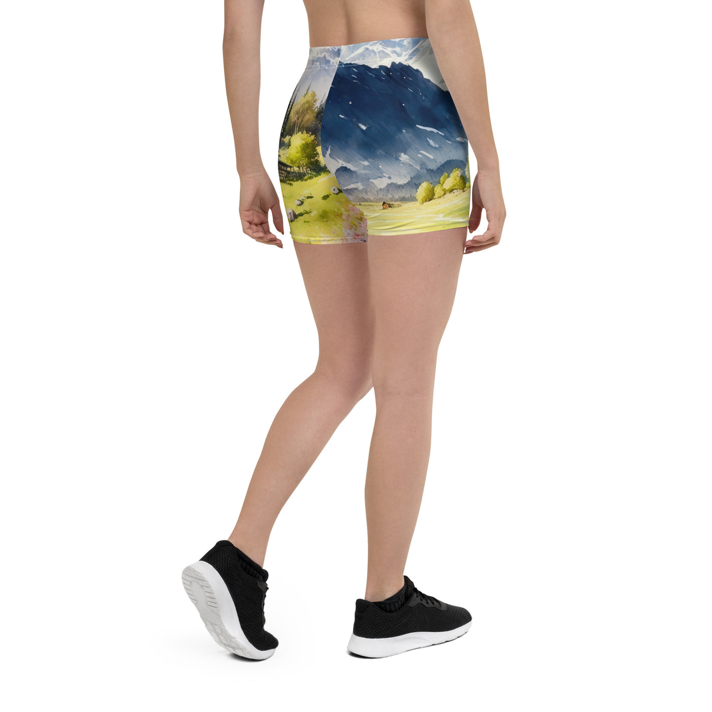 Epische Berge und Berghütte - Landschaftsmalerei - Shorts (All-Over Print) berge xxx