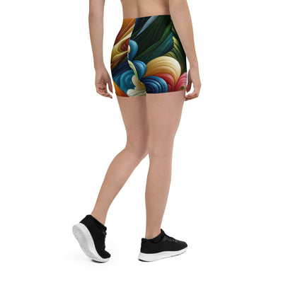 Abstrakte Bergwelt in lebendigen Farben mit Zelt - Shorts (All-Over Print) camping xxx yyy zzz