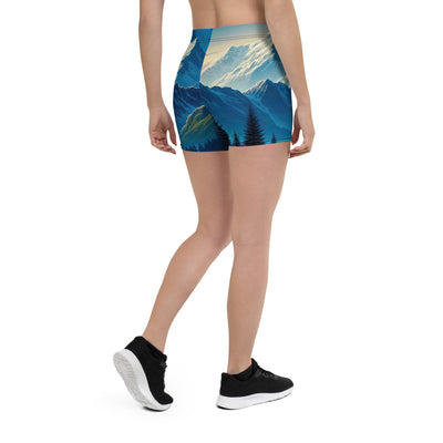 Klare frühlingshafte Alpennacht mit Blumen und Vollmond über Schneegipfeln - Shorts (All-Over Print) berge xxx yyy zzz