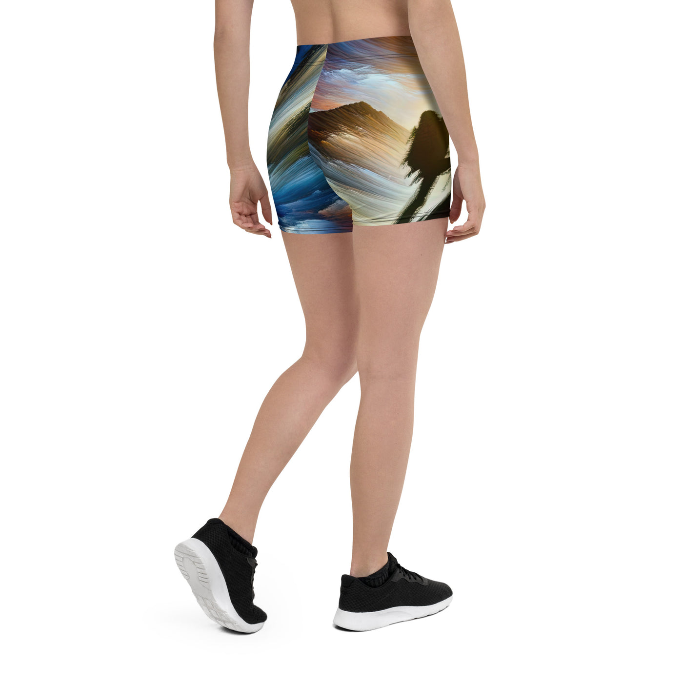 Foto der Alpen in abstrakten Farben mit Bergsteigersilhouette - Shorts (All-Over Print) wandern xxx yyy zzz