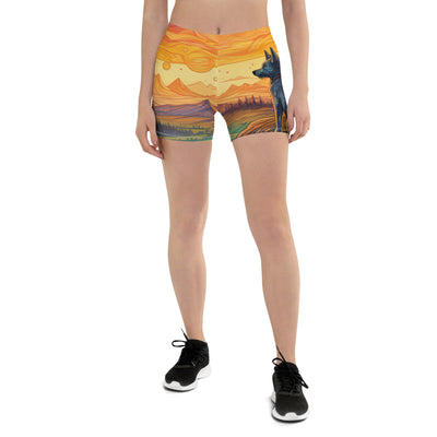 Hund auf Felsen - Epische bunte Landschaft - Malerei - Shorts (All-Over Print) camping xxx 3XL