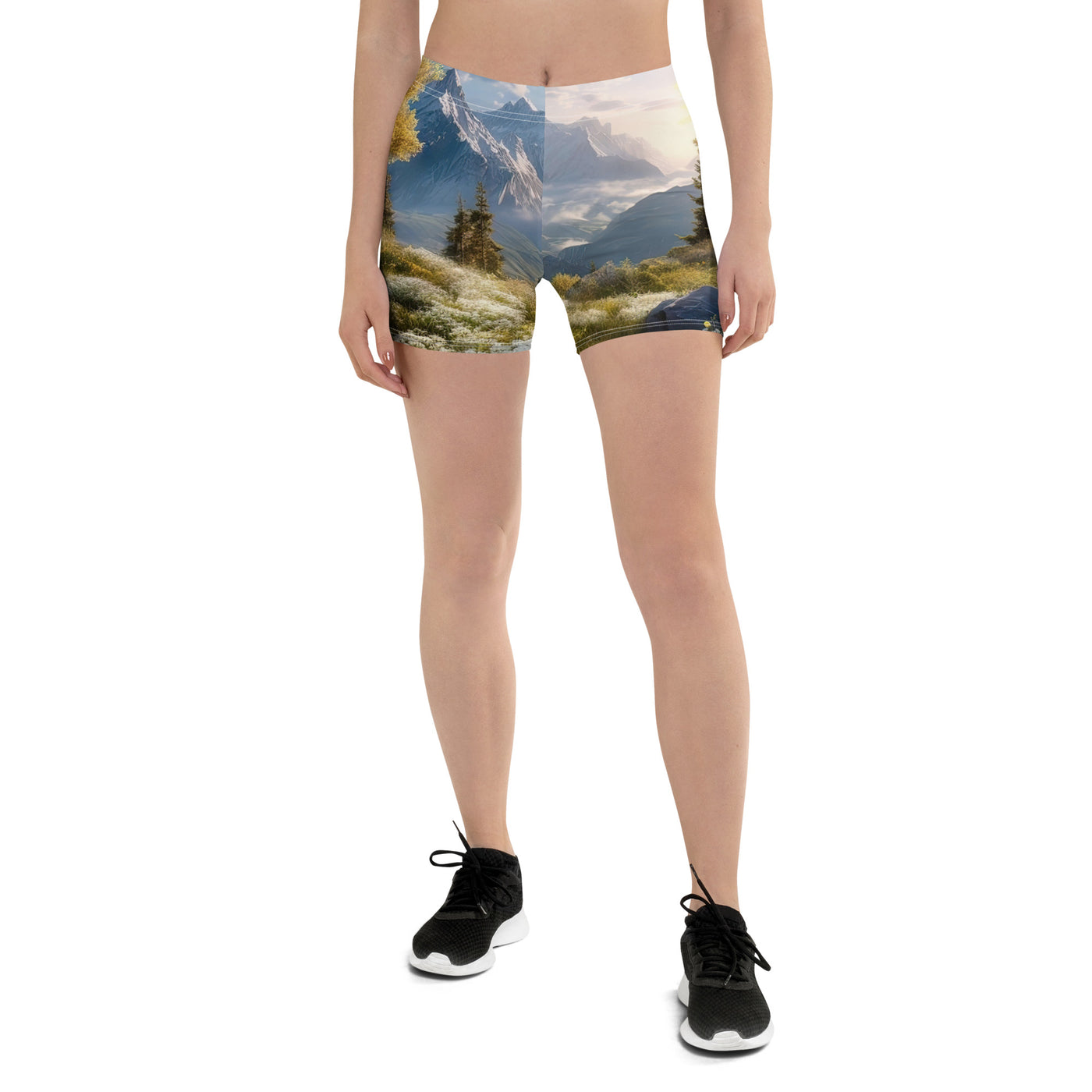 Berglandschaft mit Sonnenschein, Blumen und Bäumen - Malerei - Shorts (All-Over Print) berge xxx 3XL