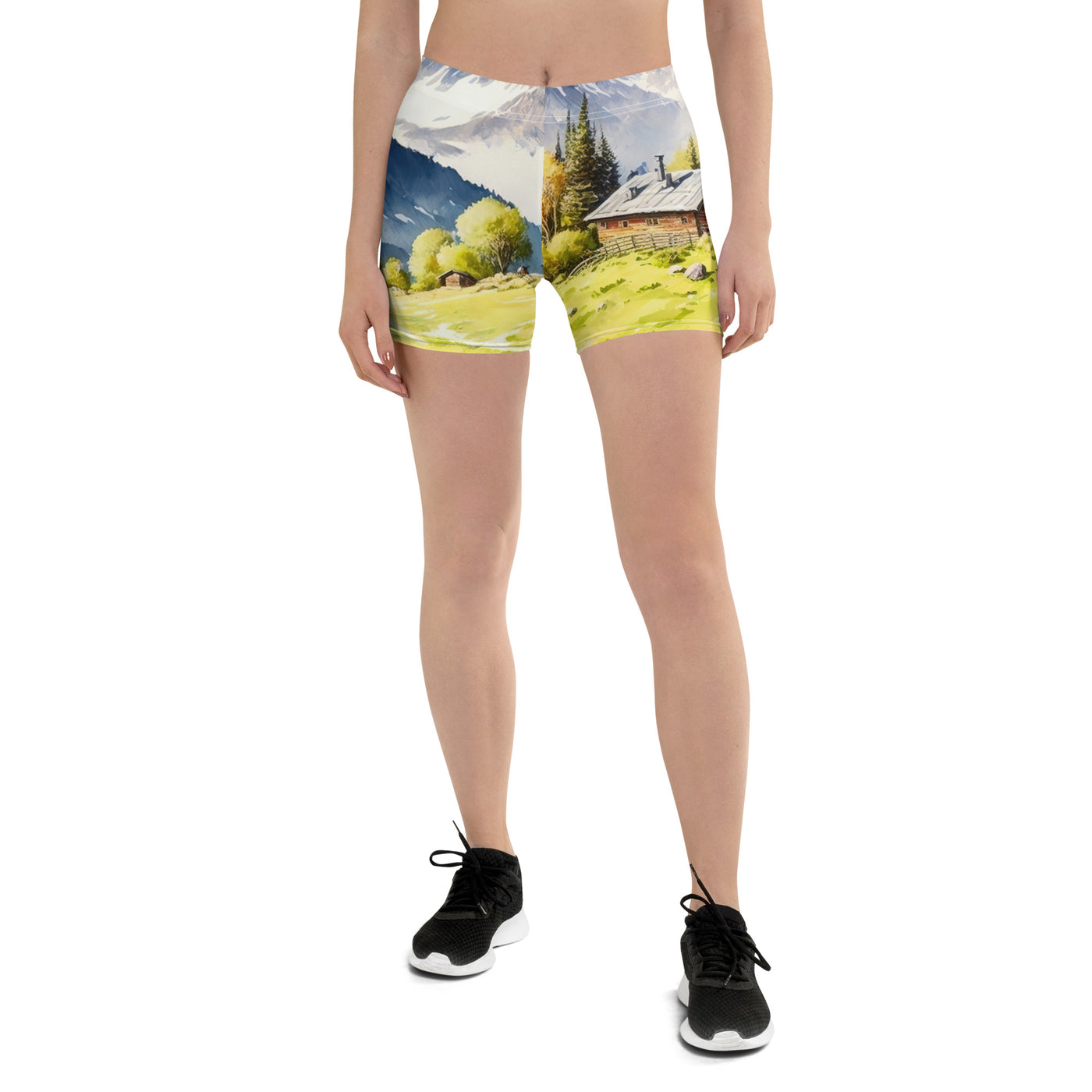 Epische Berge und Berghütte - Landschaftsmalerei - Shorts (All-Over Print) berge xxx 3XL