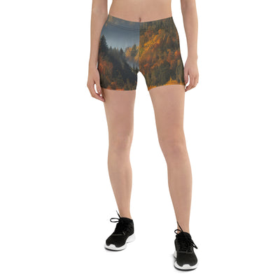 Berge, Wald und Nebel - Malerei - Shorts (All-Over Print) berge xxx 3XL