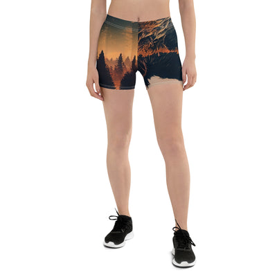 Bär und Bäume Illustration - Shorts (All-Over Print) camping xxx 3XL