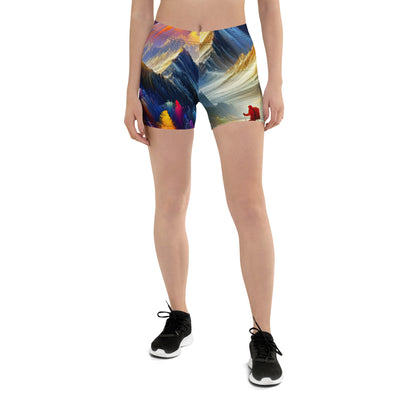 Alpen im Farbsturm mit erleuchtetem Wanderer - Abstrakt - Shorts (All-Over Print) wandern xxx yyy zzz 3XL