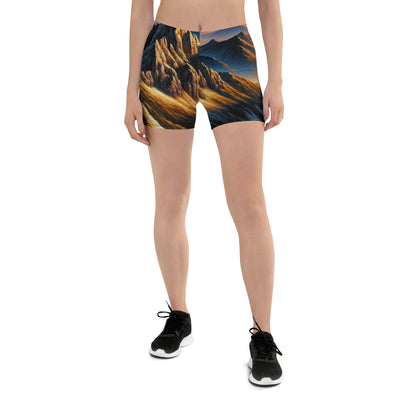 Alpen in Abenddämmerung: Acrylgemälde mit beleuchteten Berggipfeln - Shorts (All-Over Print) berge xxx yyy zzz 3XL