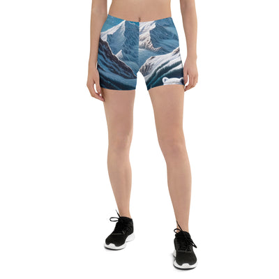 Sternennacht und Eisbär: Acrylgemälde mit Milchstraße, Alpen und schneebedeckte Gipfel - Shorts (All-Over Print) camping xxx yyy zzz 3XL