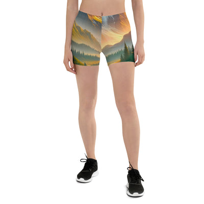 Heitere Alpenschönheit: Schneeberge und Wildblumenwiesen - Shorts (All-Over Print) berge xxx yyy zzz 3XL