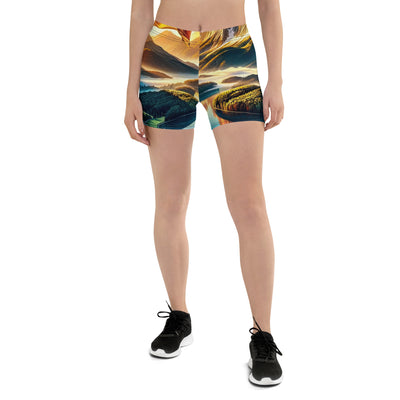 Alpen Gebirge im Morgenlicht: Kunstwerk mit Deutsche Flagge - Shorts (All-Over Print) berge xxx yyy zzz 3XL