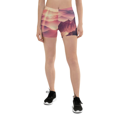 Schöne Berge bei Sonnenaufgang: Malerei in Pastelltönen - Shorts (All-Over Print) berge xxx yyy zzz 3XL