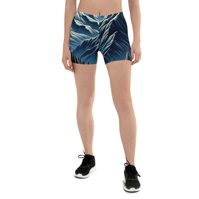 Steinbock in Alpennacht, silberne Berge und Sternenhimmel - Shorts (All-Over Print) berge xxx yyy zzz 3XL