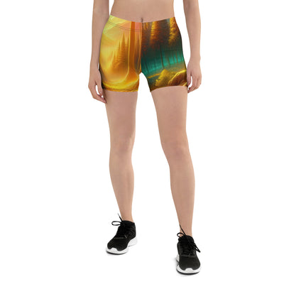 Golden-Stunde Alpenwald, Sonnenlicht durch Blätterdach - Shorts (All-Over Print) camping xxx yyy zzz 3XL