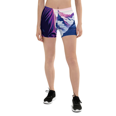 Wanderer in alpiner Dämmerung, schneebedeckte Gipfel ins Unendliche - Shorts (All-Over Print) wandern xxx yyy zzz 3XL