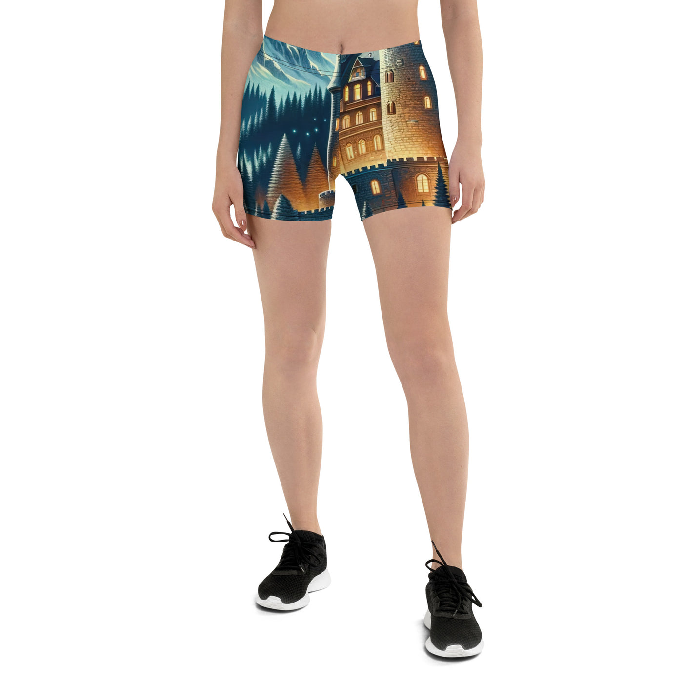 Mondhelle Schlossnacht in den Alpen, sternenklarer Himmel - Shorts (All-Over Print) berge xxx yyy zzz 3XL