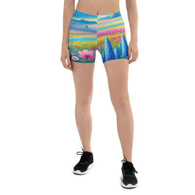 Weitläufiges Blumenfeld unter himmelblauem Himmel, leuchtende Flora - Shorts (All-Over Print) camping xxx yyy zzz 3XL