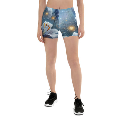 Ätherische Mondnacht auf blühender Wiese, silbriger Blumenglanz - Shorts (All-Over Print) camping xxx yyy zzz 3XL