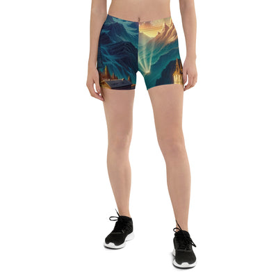 Alpine Wildnis mit Bergdorf unter sternenklarem Nachthimmel - Shorts (All-Over Print) berge xxx yyy zzz 3XL